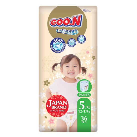 Goo.N Premium Soft пелени-гащички размер 5, XL, 12-17кг, 36 бр.