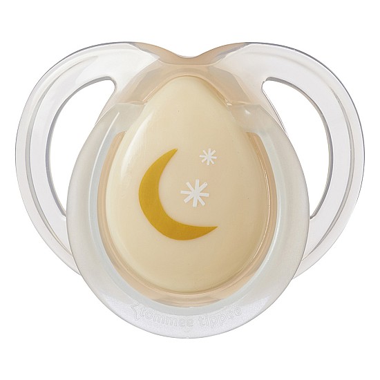 Ортодонтични залъгалки Tommee Tippee NIGHT TIME 0-6м, 2 бр./оп., оранж/зелен, декор луна Tommee Tippee Ортодонтични залъгалки NIGHT TIME 0-6м, оранж/зелен, декор луна