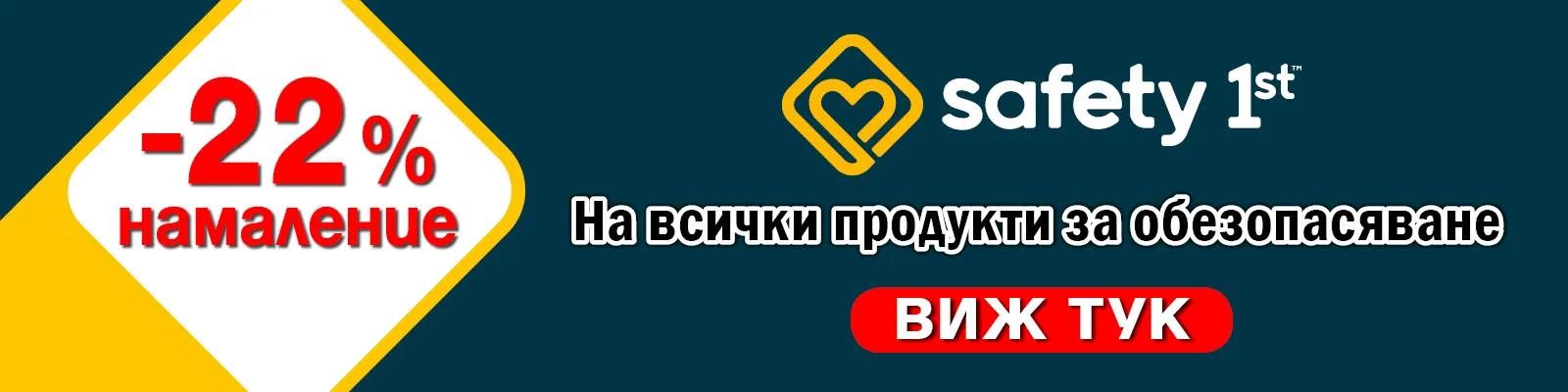 22% НАМАЛЕНИЕ на всички продукти за обезопасяване на дома Safety 1st само онлайн на iventas.bg