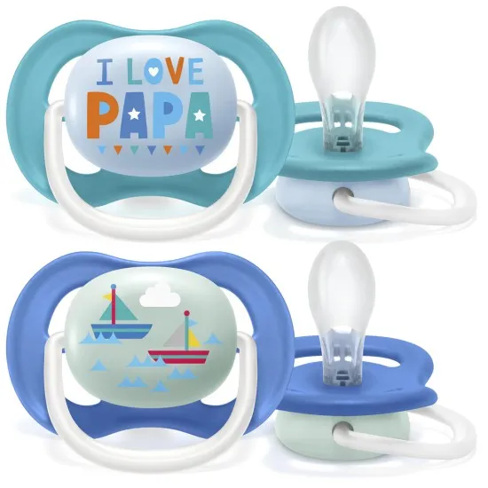 Philips AVENT Ортодонтични залъгалки Ultra Air Happy + стерилизаторна кутия (6-18м), НАДПИС/ЛОДКА, 2 бр./оп. Philips AVENT Ортодонтични залъгалки Ultra Air Happy + стерилизаторна кутия (6-18м), НАДПИС/ЛОДКА, 2 бр./оп.