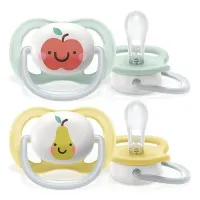 Philips AVENT Ортодонтични залъгалки Ultra Air Happy + стерилизаторна кутия (0-6м), с декорация, 2 бр./оп. SCF343/20