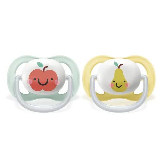 Philips AVENT Ортодонтични залъгалки Ultra Air Happy + стерилизаторна кутия (0-6м), с декорация, 2 бр./оп. SCF343/20