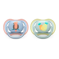 Залъгалки Ultra Air 0-6м сини с декор Папагал и Ананас