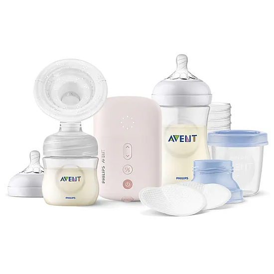 Philips AVENT Комплект единична електрическа помпа Natural Motion + шишета, контейнери VIA, несесер SCD395/21 Philips AVENT Комплект единична електрическа помпа Natural Motion + шишета, контейнери VIA, несесер SCD395/21