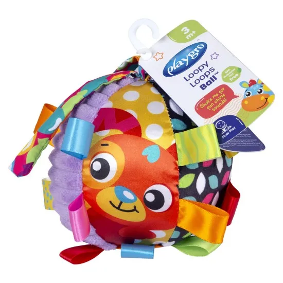 PLAYGRO Звъняща мека топка с етикети, 3м+ 0180271
