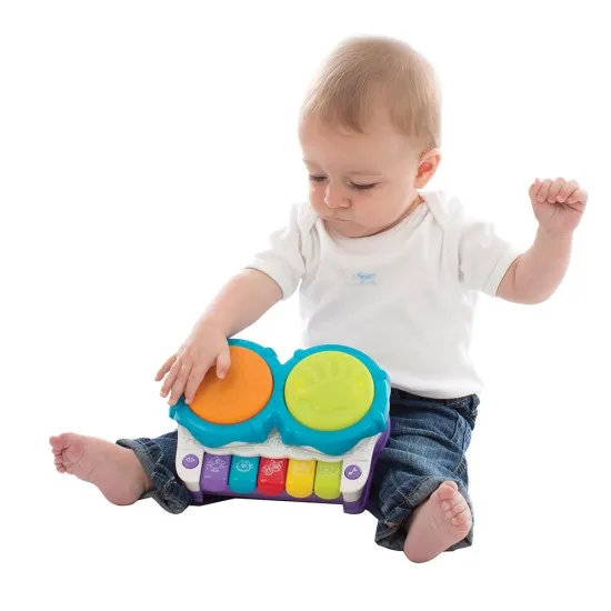 Музикална играчка 2 в 1 Пиано и Барабани PLAYGRO 2 in 1 Light Up Music Maker PLAYGRO Активна музикална играчка 2в1 Пиано и Барабани