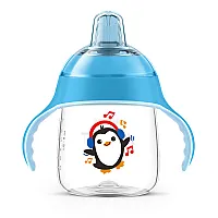 Philips AVENT Неразливаща се чаша с мек накрайник 260мл, 12м+, ПИНГВИН, синя SCF747/02