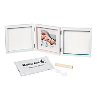 BABY ART Бяла рамка за отпечатък за ръчичка и краче + снимка My Baby Style Essentials, бяло паспарту, 3601095400