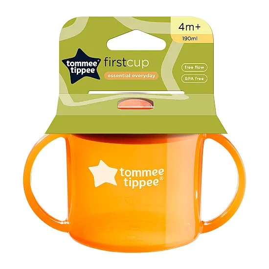 Чаша с дръжки Tommee Tippee First Cup 4м+, оранжева