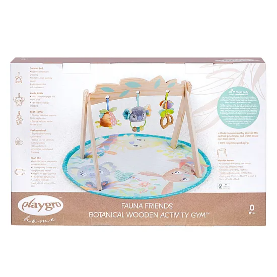 PLAYGRO Активна гимнастика с дървена арка Fauna Friends