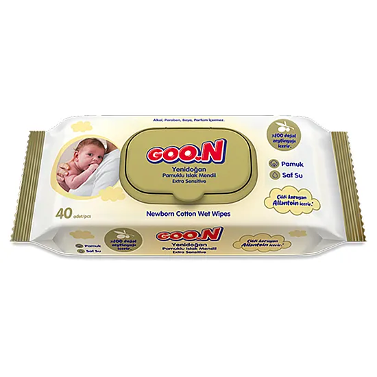 Мокри кърпички Goo.N Extra Sensitive Newborn, памук с маслиново масло 40 бр. Goo.N Extra Sensitive Newborn мокри кърпи - памук с маслиново масло 40 бр.