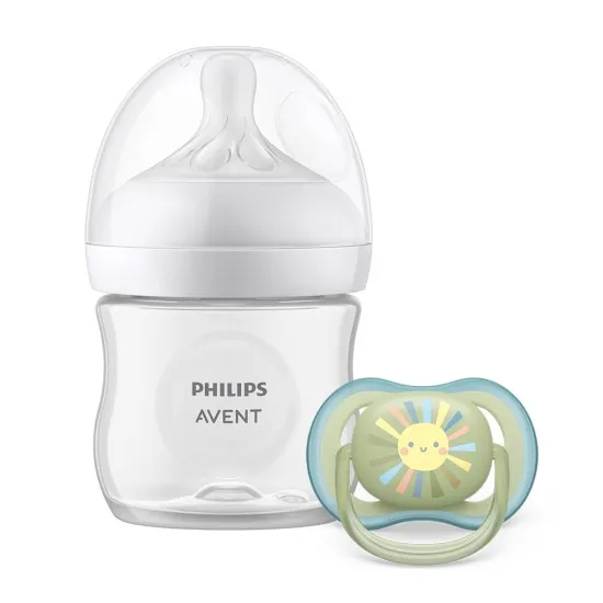 Philips AVENT Комплект за бебе шише Natural Response 125 мл и залъгалка 0-6м