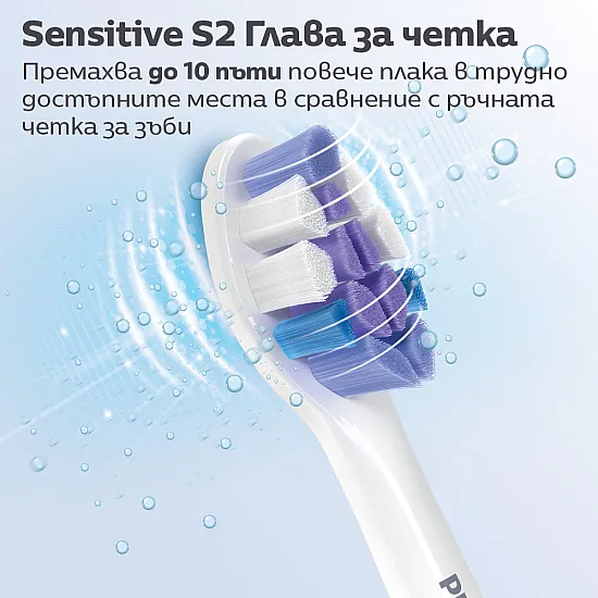 Резервна глава за четка за зъби Philips Sonicare HX6054/87 S2 Sensitive, бял, 4 бр. Philips Sonicare накрайник S2 Sensitive, 4 броя
