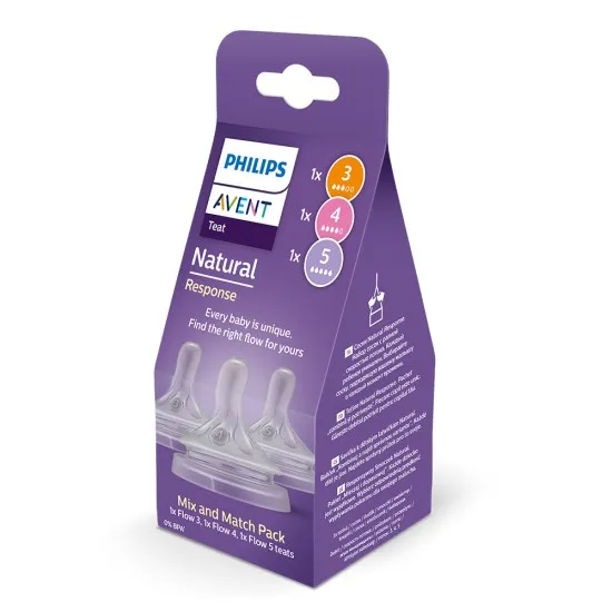 Philips AVENT Биберони Natural Response SCY960/03 комплект 3 бр, flow 3, 4, 5