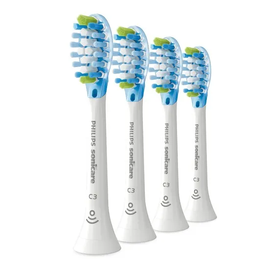 Накрайник за четка за зъби Philips Sonicare HX9044/87 C3 Premium Plaque Defence, бял, 4 бр. Глава за четка C3 Premium Plaque Defence Philips Sonicare HX9044/87, бяла, 4 бр.