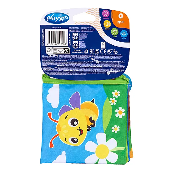 PLAYGRO Текстилна книжка за количка с гризалка, 0м+