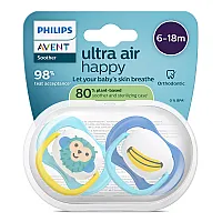 Philips AVENT залъгалки Ultra Air Happy SCF080/26, 6-18м с декорация