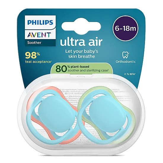 Philips AVENT залъгалки Ultra Air SCF087/10, 6-18м синьо момче