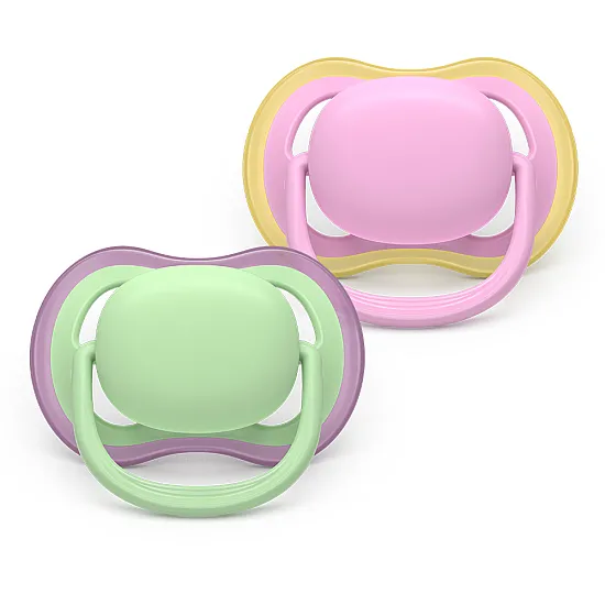 Philips AVENT SCF087/12 Ортодонтични залъгалки Ultra Air 6-18м едноцветни момиче Philips AVENT залъгалки Ultra Air SCF087/12, 6-18м розово момиче