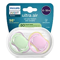 Philips AVENT SCF087/12 Ортодонтични залъгалки Ultra Air 6-18м едноцветни момиче Philips AVENT залъгалки Ultra Air SCF087/12, 6-18м розово момиче