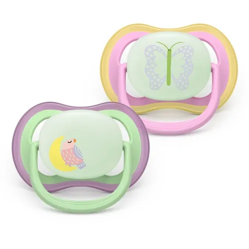 Залъгалки Philips Avent Ultra Air Night 6-18м птица и пеперуда, розови