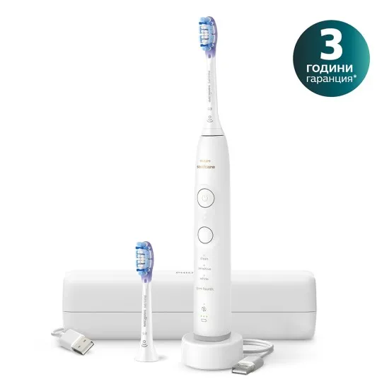 Philips Sonicare series 7100 Електрическа звукова четка за зъби HX7420/02 бяла, зареждащ калъф за път Philips Sonicare Звукова четка за зъби HX7420/02 серия 7100, бяла с калъф