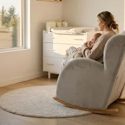 Люлеещ се стол Micuna FLOR със система Slow System, wood/beige
