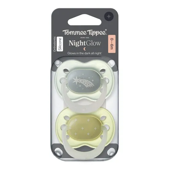 Tommee Tippee Ортодонтични залъгалки NIGHT GLOW 0-6м, TT.0307