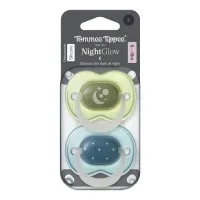 Ортодонтични залъгалки Tommee Tippee NIGHT GLOW 6-18м, 2 броя, зелен/син Tommee Tippee Ортодонтични залъгалки NIGHT GLOW 6-18м, TT.0312