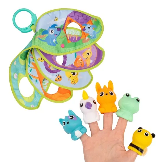 PLAYGRO Текстилна книжка Щастливи у дома с животни за куклен театър, 12м+