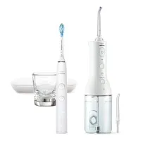 Philips Sonicare Орален душ Power Flosser 3000 Interdental и Звукочестотна четка за зъби Diamond Clean, серия 9000, бяла HX3866/41
