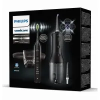 Philips Sonicare Орален душ Power Flosser 3000 Interdental и Звукочестотна четка за зъби Diamond Clean, серия 9000, черна HX3866/43
