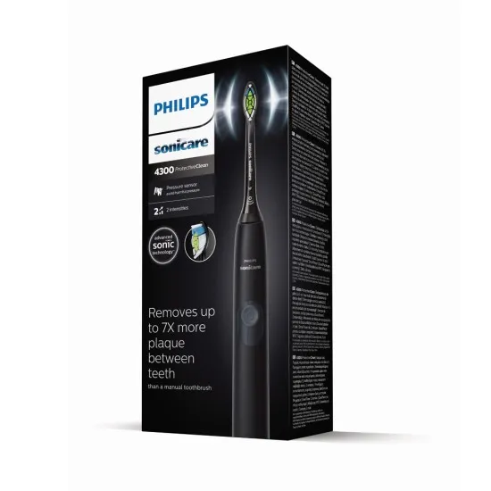 Електрическа четка за зъби Protective Clean Серия 4300, черна Philips Sonicare Звукочестотна четка за зъби ProtectiveClean 4300, черна HX6800/44