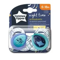 Tommee Tippee Ортодонтични залъгалки NIGHT TIME, 6-18м, 2 бр./оп., Скат 43336285