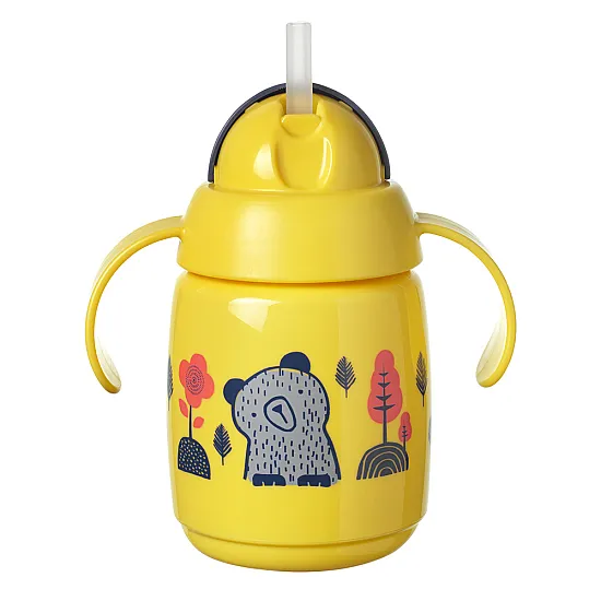 Tommee Tippee SuperStar Неразливаща се чаша със сламка с дръжки 300 мл 6м+, BACSHIELD, жълта