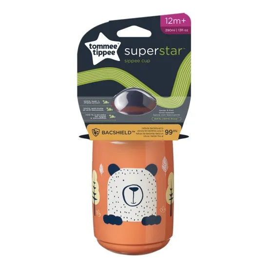 Tommee Tippee SuperStar Неразливаща се чаша с твърд накрайник 390 мл 12м+, BACSHIELD, оранжева