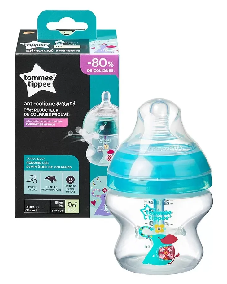 Антиколик шишето Tommee Tippee Advanced Anti-Colic е разработено специално за оптимално отвеждане на въздуха по време на хранене