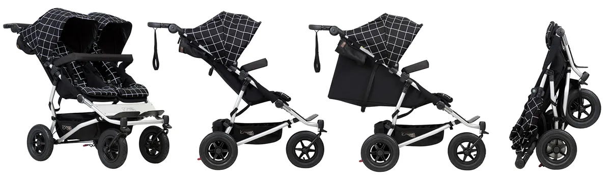 Mountain Buggy Duet V3 Най-компактната двуместна бебешка количка, същата ширина като единична 