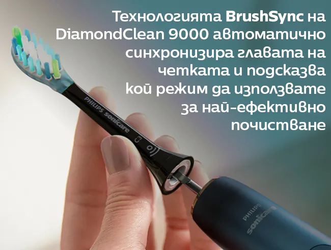 Технология BrushSync автоматично синхронизира накрайника с четката за зъби